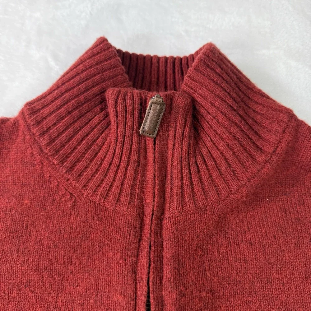 J. Crew Sweater 1/4 Zip Lambswool Mens‎ XLT Burnt Orange Red Classic Mock Neck